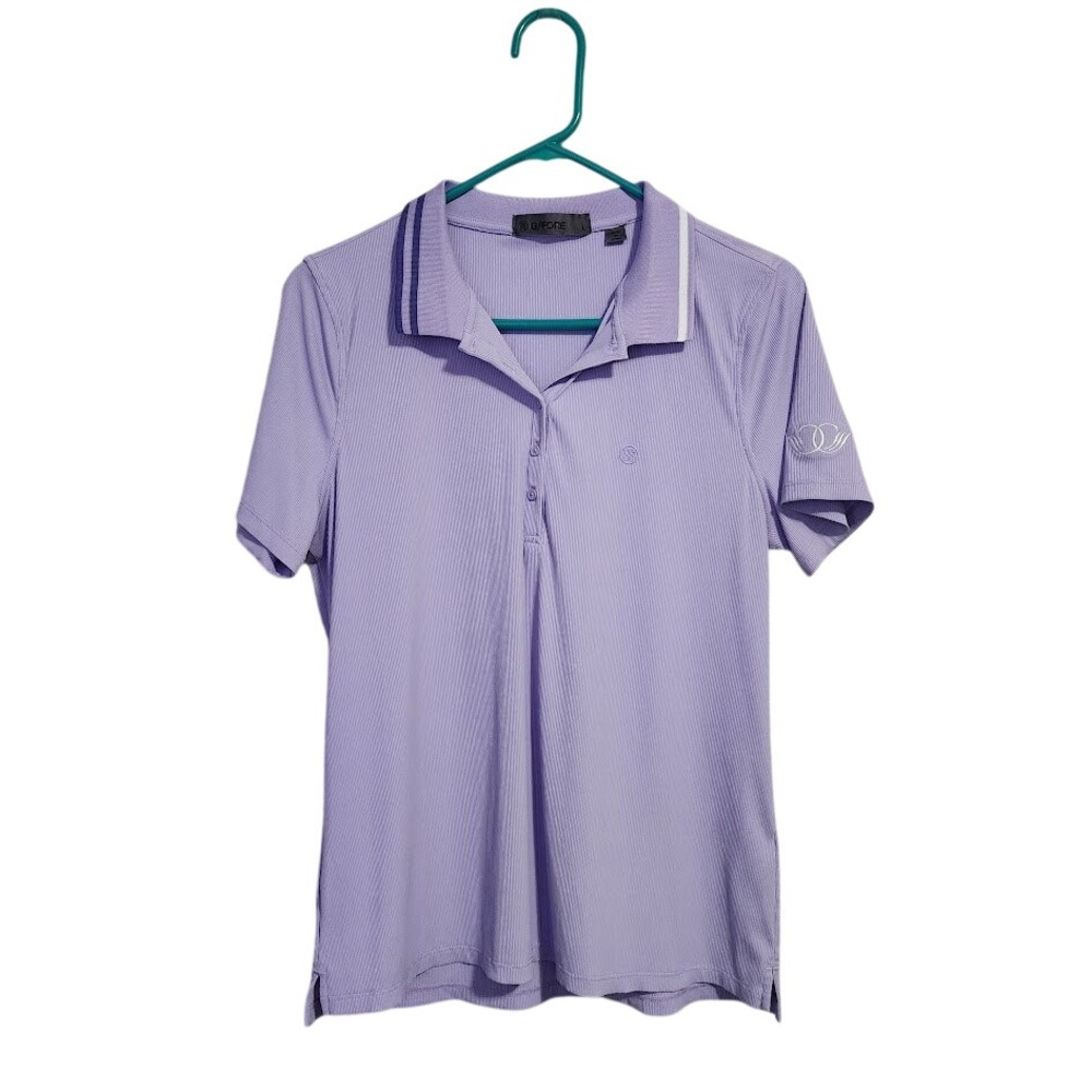 G/FORE Ribbed Tech Contrast Collar Golf Polo‎ Shirt Lavender Size L